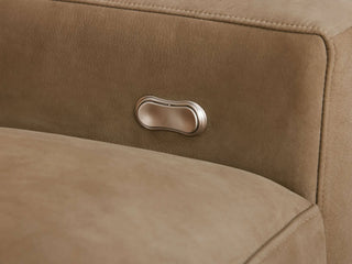 Kipton Wide Arm Nubuck Leather Three-Piece Motion Modular Sofa
