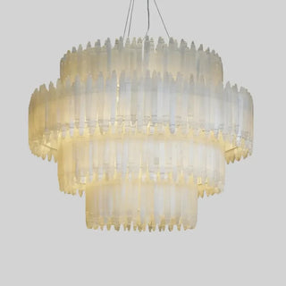 Art Selenite Layer Round Chandelier