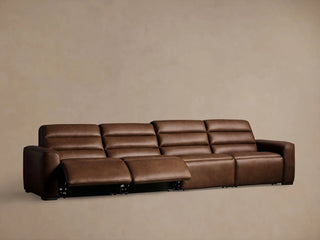 Borough Leather Four-Piece Motion Sectional