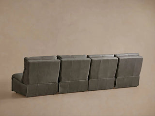 Rowland Tailored Leather Four-Piece Armless Motion Modular Sofa