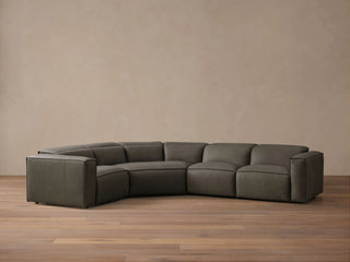 Coburn Motion Leather Four-Piece Corner Wedge Sectional