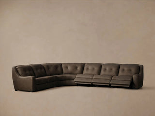 Perry Leather Six-Piece Motion Corner Sectional