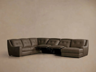 Perry Leather Six-Piece Motion Chaise Sectional