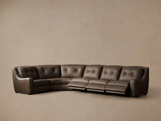 Perry Leather Five-Piece Motion Corner Wedge Sectional
