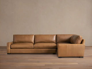Remington Leather Two-Piece Sectional in Saratoga Chocolate