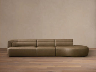 Lovina Leather Three-Piece Bumper Sectional