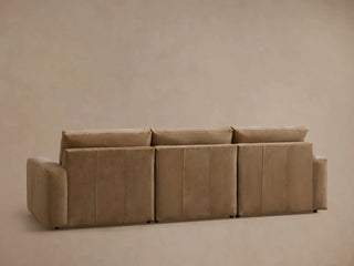 Kipton Wide Arm Nubuck Leather Three-Piece Motion Modular Sofa