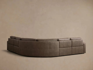 Brennan Leather Five-Piece Motion Corner Sectional in Dante Cappuccino