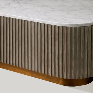 Finley Coffee Table: Minimalist Fluted Stone Top Sofa Center Coffee Table