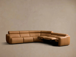 Fia Leather Five-Piece Motion Corner Sectional