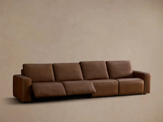 Brennan Leather Four-Piece Motion Sectional in Dante Ale