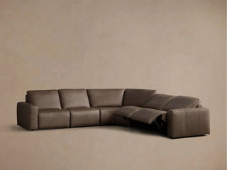 Brennan Leather Five-Piece Motion Corner Sectional in Dante Cappuccino