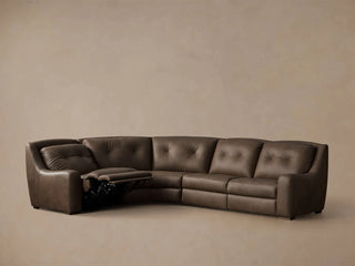 Perry Leather Four-Piece Motion Corner Wedge Sectional