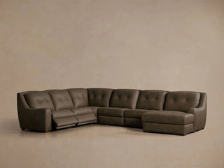 Perry Leather Six-Piece Motion Chaise Sectional