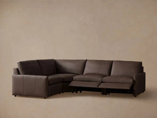 Kipton Slim Arm Leather Four-Piece Motion Sectional