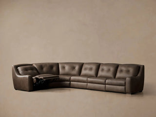 Perry Leather Five-Piece Motion Corner Wedge Sectional