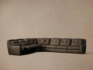 Perry Leather Six-Piece Motion Corner Sectional