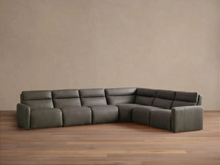 Rowland Tailored Leather Six-Piece Motion Sectional