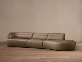 Lovina Leather Three-Piece Bumper Sectional