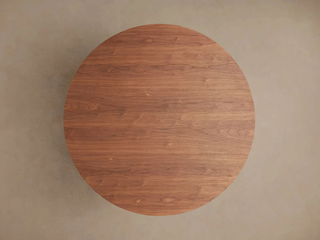 Cortina Round Dining Table (American Walnut, Sculptural Wave Base): Modern Art-Style Dining Room Meal Table