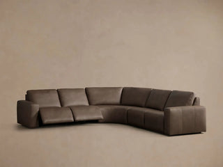 Brennan Leather Five-Piece Motion Corner Sectional in Dante Cappuccino