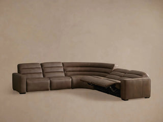 Borough Leather Five-Piece Motion Corner Sectional