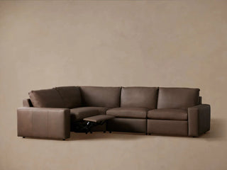 Kipton Wide Arm Leather Four-Piece Motion Sectional