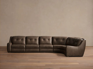 Perry Leather Five-Piece Motion Corner Wedge Sectional