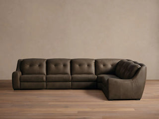 Perry Leather Six-Piece Motion Corner Sectional