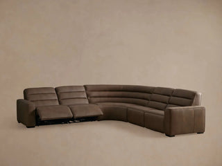 Borough Leather Five-Piece Motion Corner Sectional