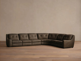 Perry Leather Six-Piece Motion Sectional