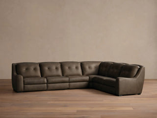 Perry Leather Six-Piece Motion Corner Sectional
