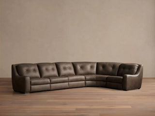Perry Leather Five-Piece Motion Corner Wedge Sectional