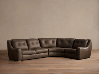 Perry Leather Four-Piece Motion Corner Wedge Sectional