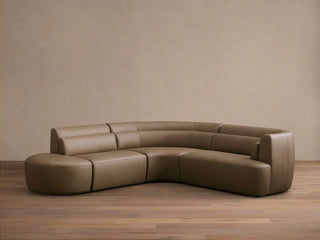 Lovina Leather Four-Piece Sectional with Ottoman