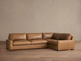 Remington Leather Two-Piece Sectional in Saratoga Chocolate