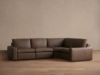 Kipton Wide Arm Leather Four-Piece Motion Sectional