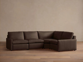 Kipton Slim Arm Leather Four-Piece Motion Sectional