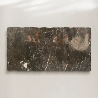 Petra Rectangular Dining Table – Marble & Petrified Wood Top with Iron Base