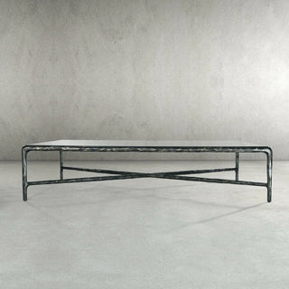 Hand-Forged Metal Rectangle Glass Coffee Table
