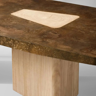 Marea Rectangle Dining Table (Guanacaste Wood Oxidized Aluminum)