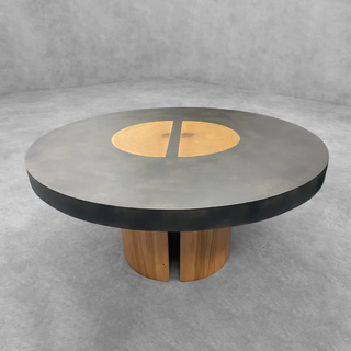 Yukas Reclaimed Acacia Wood Round Dining Table | Luxury Organic Modern Dining Room Table