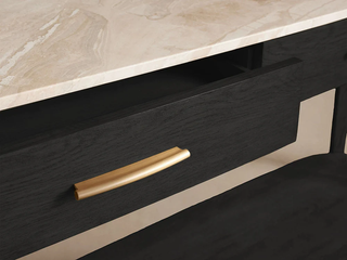 Danny Oak Wood Console Table | Marble Top Entryway Hallway Storage Cabinet