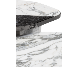 Luxury Calacatta Marble Coffee Table with Black Sculptural Base & Modern Design