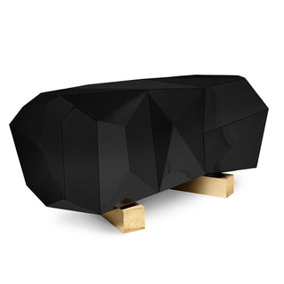 Luxury Black Faceted Sideboard Buffet Cabinet with Hidden Storage