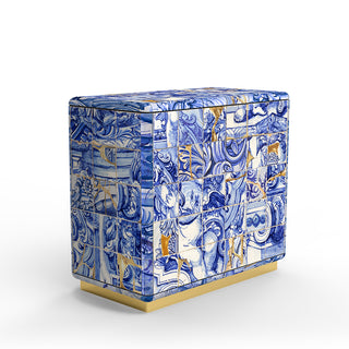 Luxury Hand-Carved Wood Sideboard Buffet Cabinet with Gold Leaf Accents & Storage