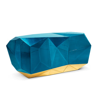 Luxury Emerald Green Sideboard Cabinet with Diamond-Inspired Faceted Design