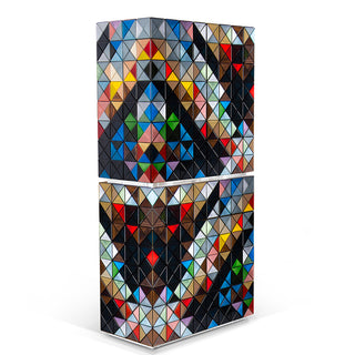 Luxury Walnut Curio Cabinet with Pixel-Inspired Design & Hidden Storage
