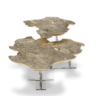 Luxury Designer Coffee Table with Hand-Painted Artistic Top & Sculptural Brass Base
