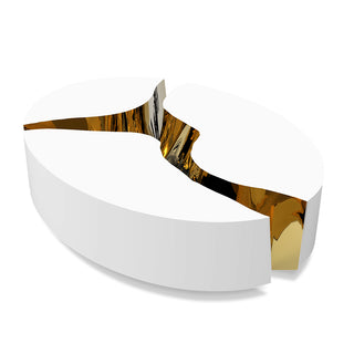 Luxury Oval Dining Table with Sculptural Brass Accents & High Gloss Finish